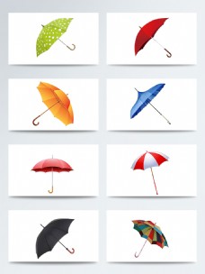 传统节气雨水相关PNG元素各种颜色的雨伞