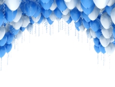 蓝色与白色气球组成的拱门高清图片