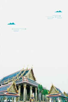 简约泰国曼谷旅游海报背景设计