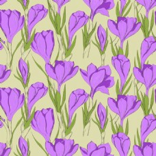 黄色背景手绘紫色花朵背景矢量素材