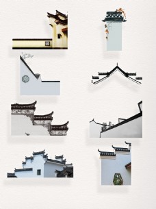 中式传统马头墙徽派建筑设计元素装饰图案