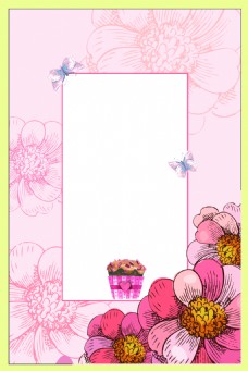 粉色矢量插画烘培蛋糕美食海报背景