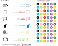 彩色韩国电子商务常用图标AI素材