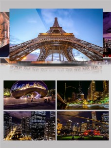 4K法国巴黎铁塔城市景观旅游
