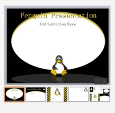 萌萌的企鹅卡通PPT模版