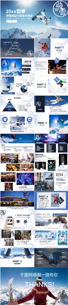 商品滑雪产品分享会及创业计划介绍PPT模板