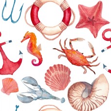 时尚手绘海洋动物插画