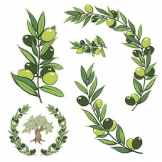绿树橄榄枝矢量元素