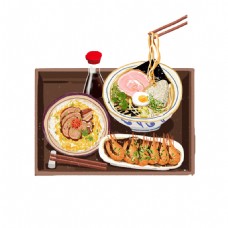 日式美食清新手绘拉面日式料理美食装饰元素