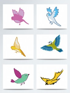 鸟的世界世界湿地日卡通手绘彩绘飞着的鸟PNG元素