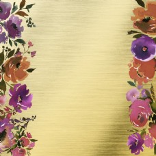 手绘在金色纸张上绘画花朵jpg背景素材