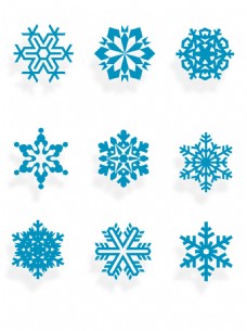 雪花元素蓝色雪花矢量元素冬天装饰素材图案集合