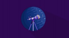望远镜扁平小清新插画