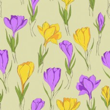 手绘紫黄色花朵背景矢量素材
