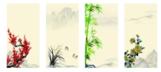 中国风梅兰竹菊展板背景