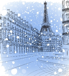 冬季巴黎雪景图片