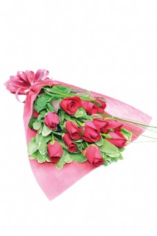 玫瑰花束温馨玫红色玫瑰花花朵花束实物元素
