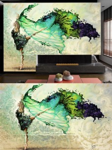 中国现代中国风起舞创意现代电视背景墙装饰画