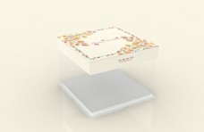三体式透明奶白色手绘水粉蛋糕盒