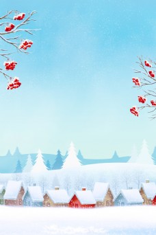 卡通白色雪景广告背景