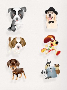 可爱狗狗新年春节有趣可爱卡通卖萌狗狗装饰图案