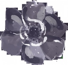 花朵手绘一朵黑色水墨花PNG透明素材