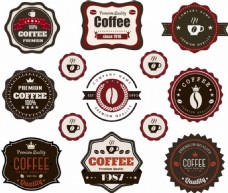 咖啡杯咖啡标志集ai矢量