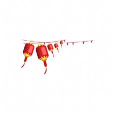新年传统红色灯笼透明装饰素材