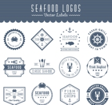 海洋食品标签矢量素材图片
