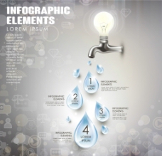 水龙头水滴商务信息图矢量素材图片
