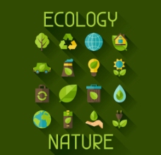 16个自然环保清洁能源彩色图标图片