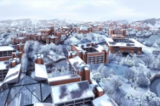 建筑鸟瞰雪景图片
