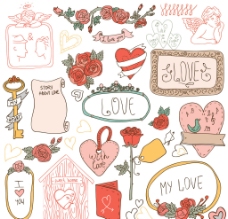 七夕情人节情人节手绘标签边框背景图片