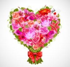 情人节心形花束花团图片