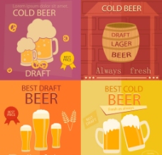4款啤酒海报设计矢量素材图片