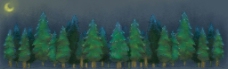 手绘森林夜景图片
