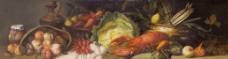 油画静物水果大龙虾图片