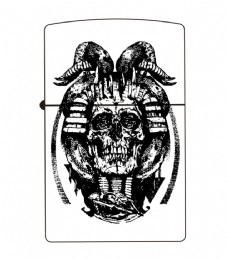 zippo羊角骷髅图片