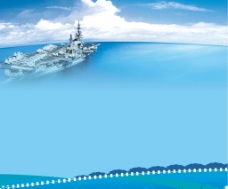 蓝色海洋军舰背景图片