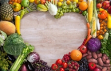 蔬菜水果组合心形高清背景图片