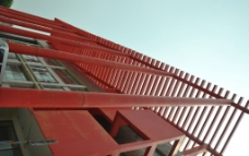 红色 建筑 飘动 柱子 户外图片
