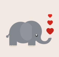 卡通喷爱心的大象图片