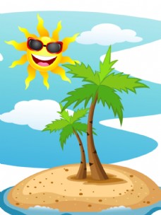 夏日太阳椰树海滩