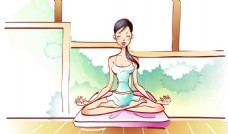 瑜伽美女运动瑜伽卡通美女