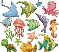 海洋动物卡通动物海洋鱼矢量