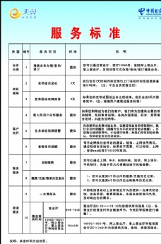 中国电信 服务标准